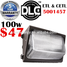 DLC ETL IP65 shenzhen Green Energy usine emballage boîte sécurité wallpack capteur led wall pack 12 w-140 w 100 w led applique murale